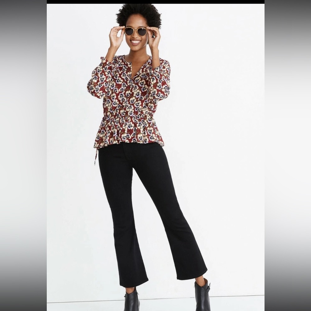 MADEWELL PEONY Floral Print Peplum Top - Picture 2 of 7